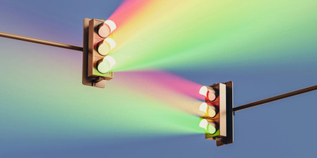 Illustratie Stoplicht met regenboogkleuren