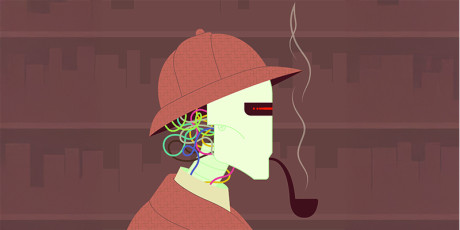 Illustratie van een Sherlock Holmes achtige arts met pijp 